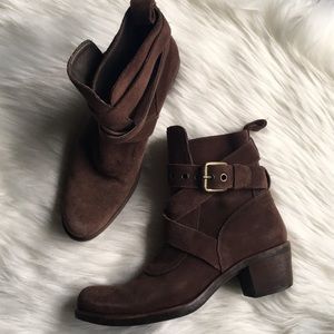 Cole Haan G Series Brown Suede Motorcycle Boots